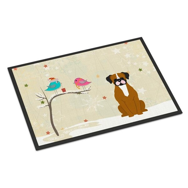 Carolines Treasures Christmas Presents Between Friends Flashy Fawn Boxer Indoor or Outdoor Mat, 18 x 0.25 x 27 in. BB2588MAT - main